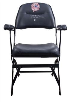 2013 Derek Jeter Game Used & Signed New York Yankees Locker Room Folding Chair With "All Time Yankee Hit Leader" Inscription (MLB Authenticated & Steiner)